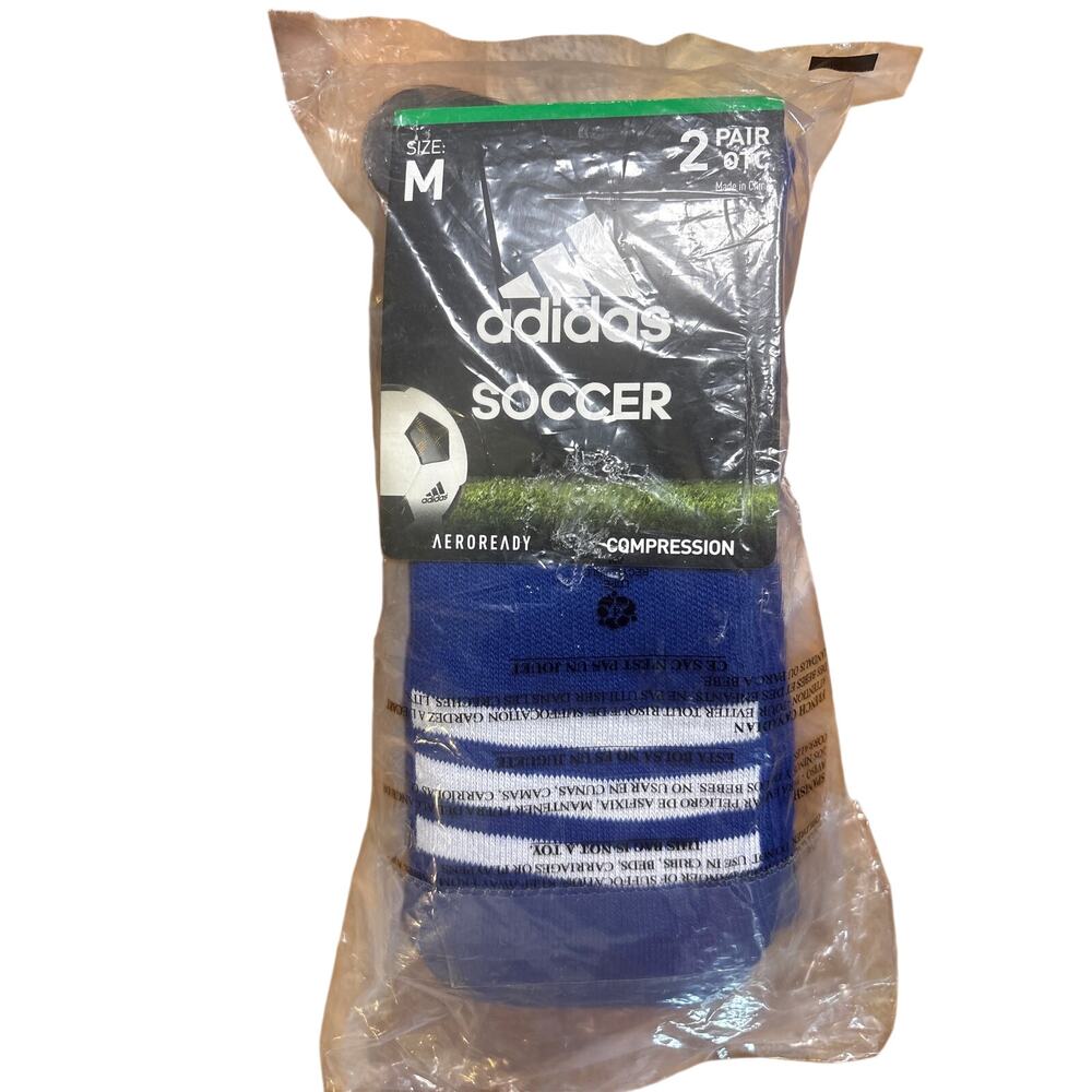NWT Adidas Soccer Aeroready compression socks 2 pack Men’s Medium Blue